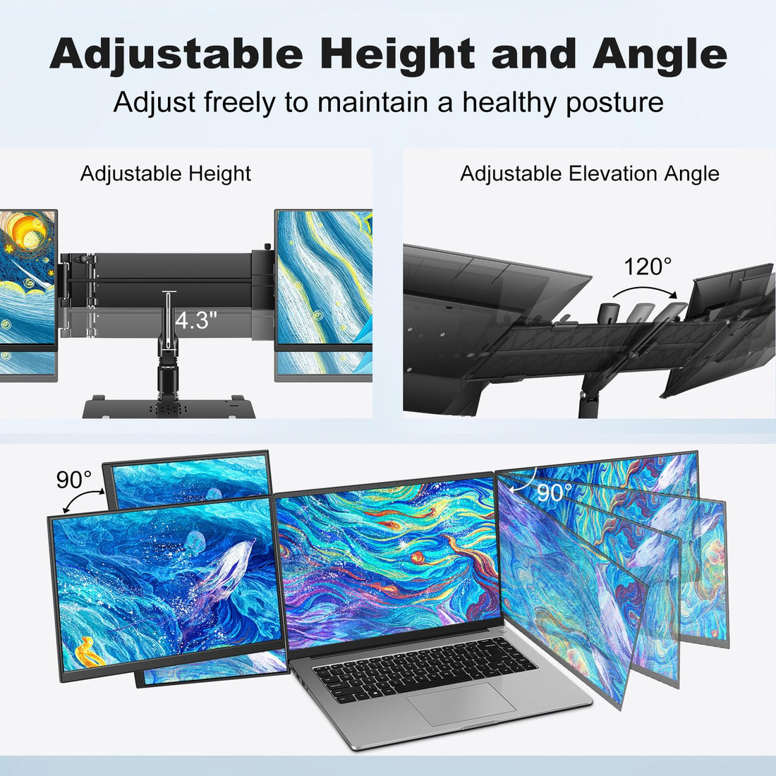 Your Mobile Productivity Engine: The 14-inch Dual Screen Laptop Extender. Work Efficiently, Anywhere.