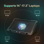 DEPGI Movable RGB Laptop Cooler with 5.5" Sliding Fan, Ergonomic Cooling Stand with 8 Light Modes for 14-17.3 Inch Gaming Laptops