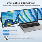 DEPGI 14" Laptop Screen Extender, 1200P FHD One Cable Connect Portable Triple Monitor
