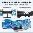 DEPGI 14" Laptop Screen Extender, 1200P FHD One Cable Connect Portable Triple Monitor