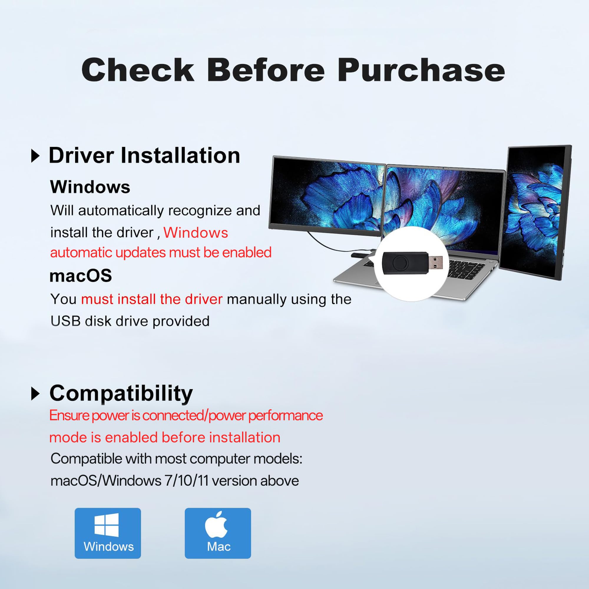 DEPGI 14" Laptop Screen Extender, 1200P FHD One Cable Connect Portable Triple Monitor